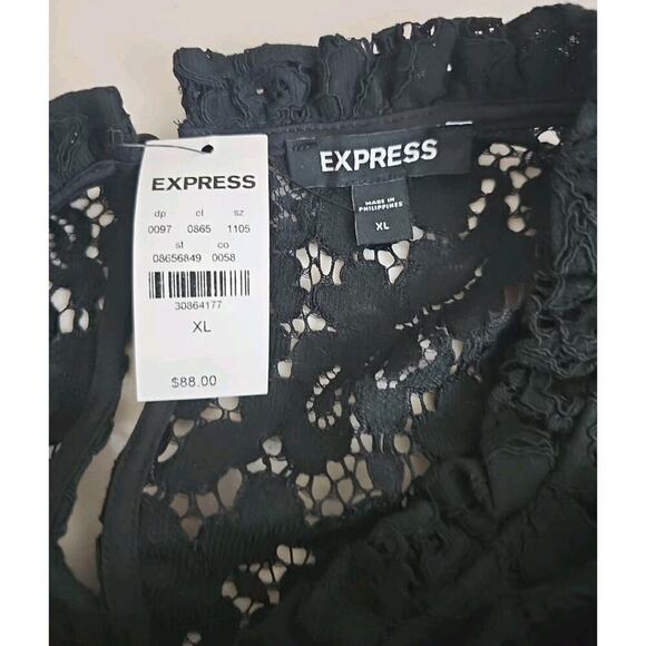 EXPRESS ~Woman Size XL~ Black Lace Career to Evening Wear Top Blouse NWT. - Picture 4 of 16